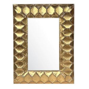 Стенно огледало с метална рамка злато 66X5X92