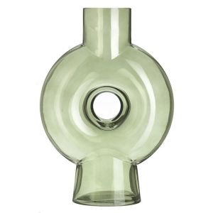 Стъклена ваза зелен цвят 25X9X35