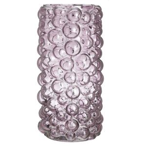 Стъклена ваза лилав цвят Φ16X31
