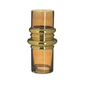 Стъклена ваза цвят амбър/златен Φ12X25