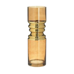 Стъклена ваза цвят амбър/златен Φ12X35