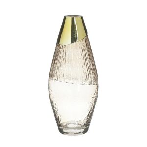 Стъклена ваза цвят бежов/златен Φ14X33