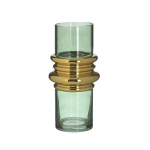Стъклена ваза цвят зелен/златен Φ12X25