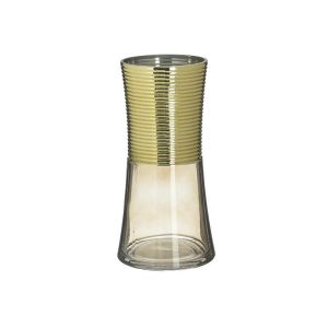 Стъклена ваза цвят кафяв/златен Φ12X24
