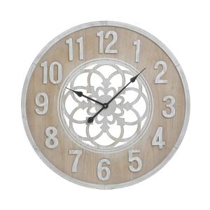 Часовник за стена дърво натурал/бяло 70х5х70
