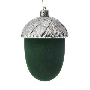  XMAS GREEN PLASTIC ACORN HANGING ORNAMENT 6Χ10CM