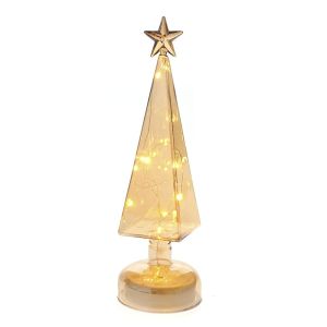  XMAS GOLD GLASS CONE 9X29CM WITH LED LIGHT