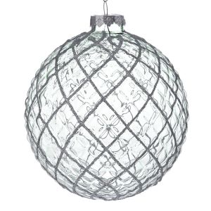  LIGHT BLUE GLASS BALL ORNAMENT 10CM SET 4