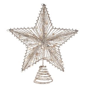  XMAS CHAMPAGNE COTTON LINE STAR 25x30CM TREE TOPPER W GLITTER