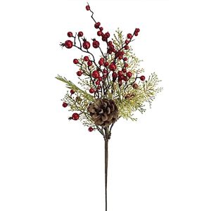  BRANCH WITH RED BERRIES AND PINE CONE 38CM