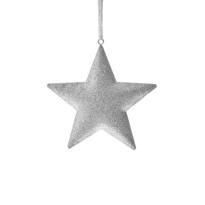  SILVER METAL HANGING STAR  ORNAMENT 11Χ12CM