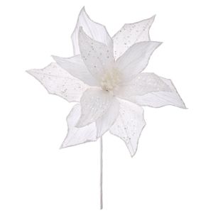  WHITE POINSETTIA FLOWER STEM 31X50CM