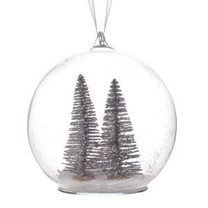 TRANSPARENT BALL ORNAMENT WITH TREE 10CM SET 4