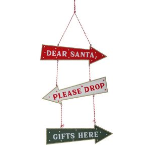  XMAS MULTYCOLOR WOODEN HANGING SIGN 20X24CM