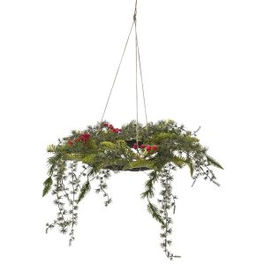  PENDING WREATH WITH RED BERRIES AND HANGING FIR BRANCHES 50CM