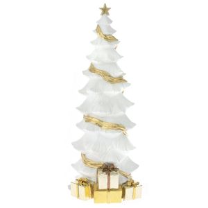  WHITE GOLD RESIN CHRISTMAS TREE 15X15X40CM