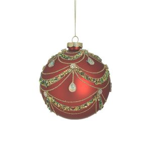 S/6 GLASS XMAS BALL RED/GOLDEN Φ10X10