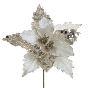 FABRIC/PL BRANCH/FLOWER CHAMPAGNE H47