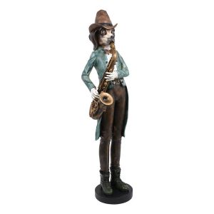 DECORATIVE FIGURE w8000-756 "Dogwith saxophone" in brown color