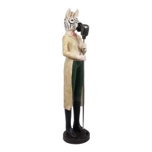 DECORATIVE FIGURE w8000-757 "Zebrawith microphone" in beige-green color