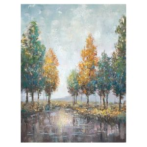 Картина с дървета и езеро 90X3X120