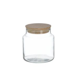 GLASS/WOODEN JAR WITH LID CLEAR/NATURAL 635CC Φ10X11