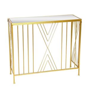 METAL CONSOLE TABLE WITH MIRROR GOLDEN 90X32X78