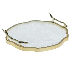 PS/GLASS TRAY CLEAR/GOLDEN 35X34X7