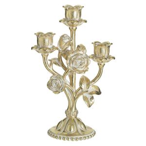 RESIN 3 SEAT CANDLE HOLDER GOLDEN/WHITE 18X10X28