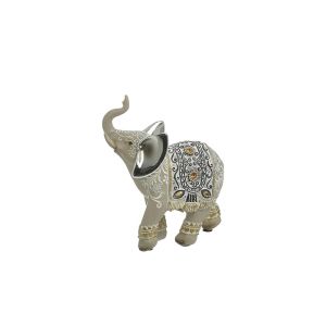 RESIN ELEPHANT BEIGE/WHITE/AMBER 13X6X15