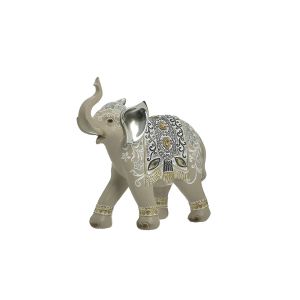 RESIN ELEPHANT BEIGE/WHITE/GOLDEN 24X10X25