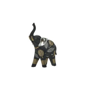 RESIN ELEPHANT BLACK/SILVER/GOLDEN 16X7X23