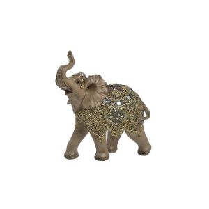 RESIN ELEPHANT BROWN/GOLDEN 21X9X22