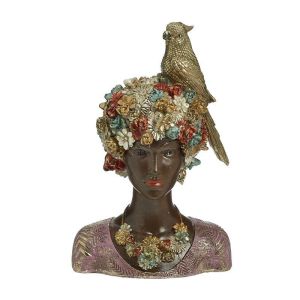 RESIN FEMALE FIGURE BUST CANDLE HOLDER MULTICOLOR 18X13X28
