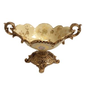 RESIN FOOTED BOWL BEIGE/GOLDEN 37X23X23