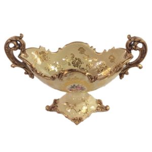 RESIN FOOTED BOWL BEIGE/GOLDEN 38X19X25