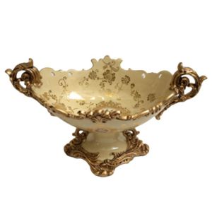 RESIN FOOTED BOWL BEIGE/GOLDEN 42X24X24