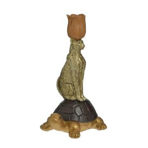 RESIN LEOPARD/TURTLE CANDLE HOLDER GOLDEN/BROWN 16X14X27