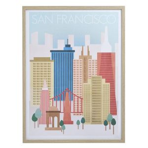 WOODEN/PS CANVAS WALL ART WITH FRAME ''SAN FRANCISCO'' 45X3X60