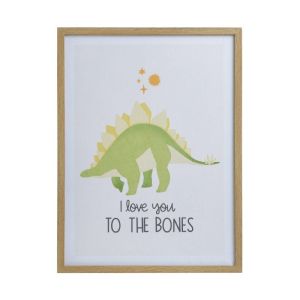 WOODEN/PS CANVAS WALL ART WITH FRAME DINOSAUR 30X2X40