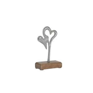 Фигура сърце от алуминий и дърво 10x5x17