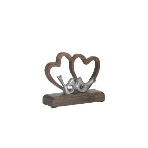 Фигура сърце от алуминий и дърво 13x5x13