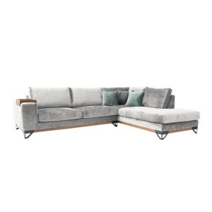  Десен ъглов диван Angelo в сив цвят, размери 300x230x95 см 