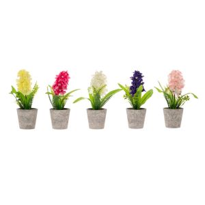 ARTIFICIAL HYACINTH 22CM IN PAPER POT 5 COLOURS ASSORTED