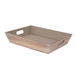 BEIGE WASHED WOODEN TRAY 38X30X8CM