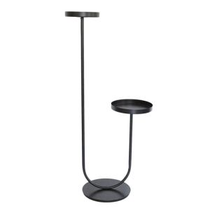 BLACK METAL FLOWER STAND IN TWO LEVELS 46X28X102CM
