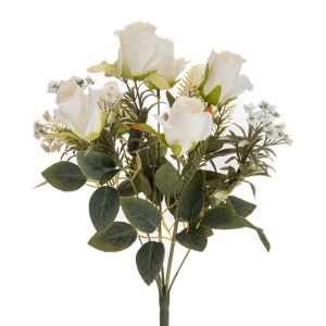 BOUQUEΤ WITH 9 WHITE ROSES AND GYPSOPHILΕ 45CM
