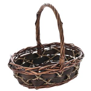 BROWN WILLOW BASKET WITH HANDLE 29X21X10CM