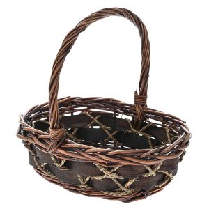 BROWN WILLOW BASKET WITH HANDLE 33X26X12CM