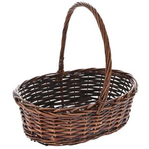 BROWN WILLOW BASKET WITH HANDLE 35X25X12CM